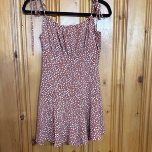 Floral Sleeveless Dress - Brown